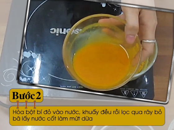 cách làm mứt dừa màu vàng bột bí đỏ